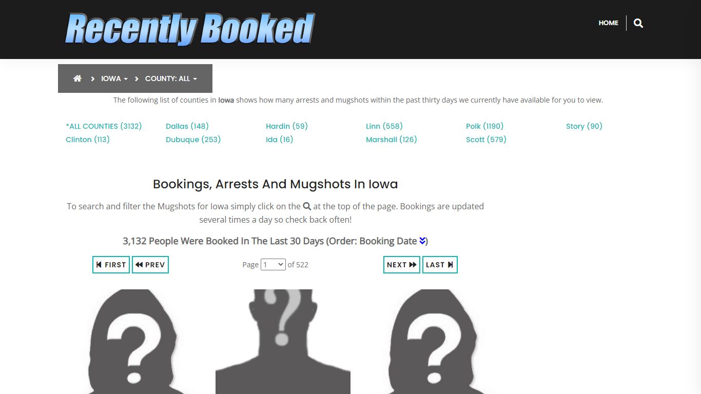 Recent bookings, Arrests, Mugshots in Iowa - Recently Booked